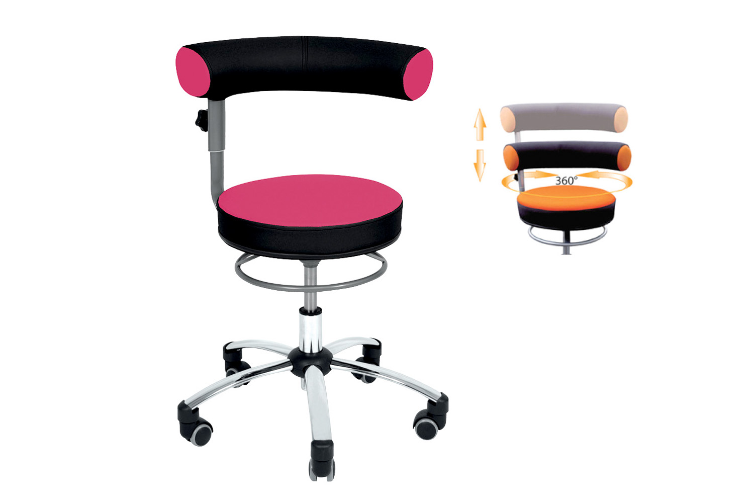  Sanus® Stuhl, Lehne höhenverstellbar Stoff pink