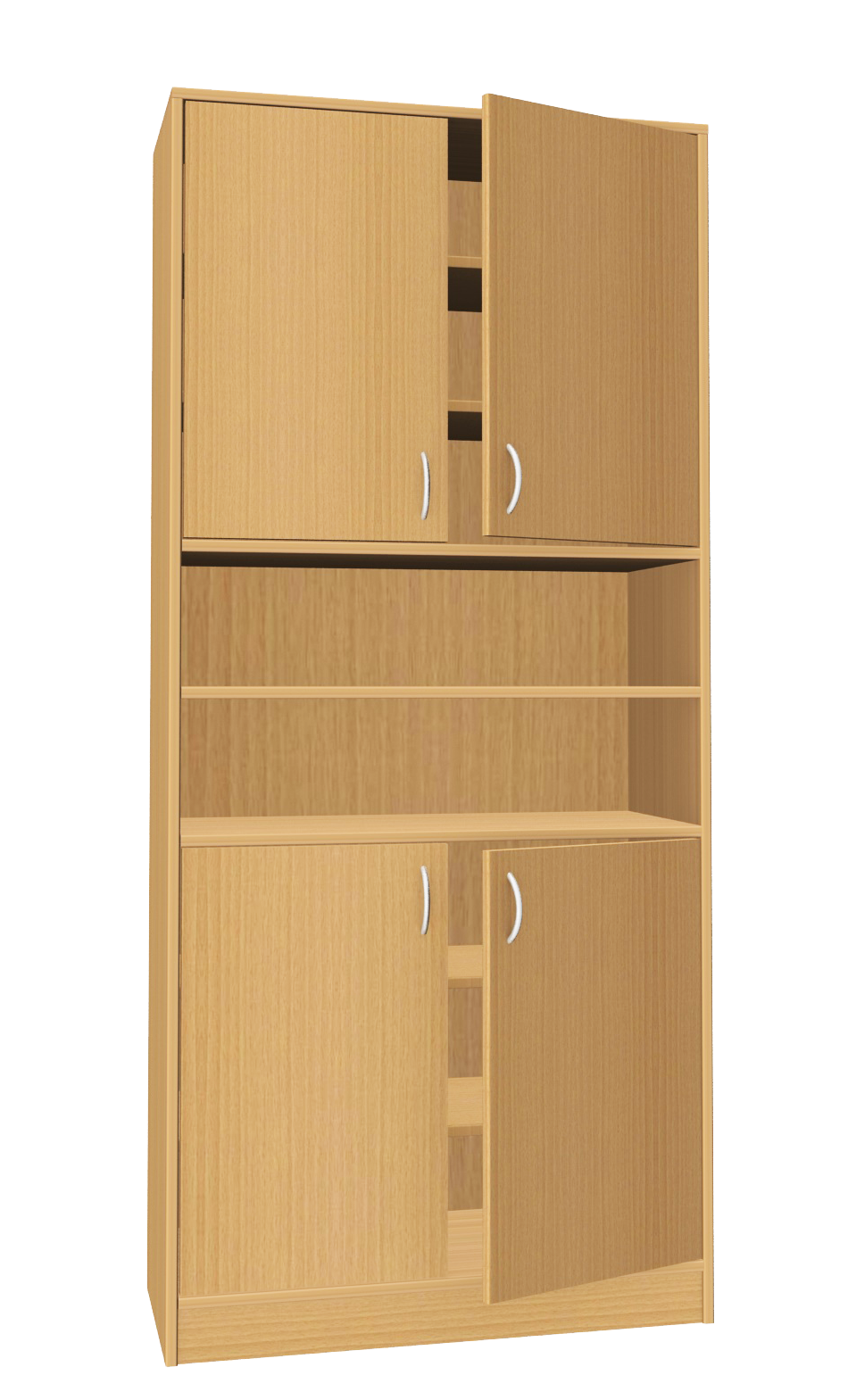 Hochschrank kombiniert, 90 cm breit Buche Dekor