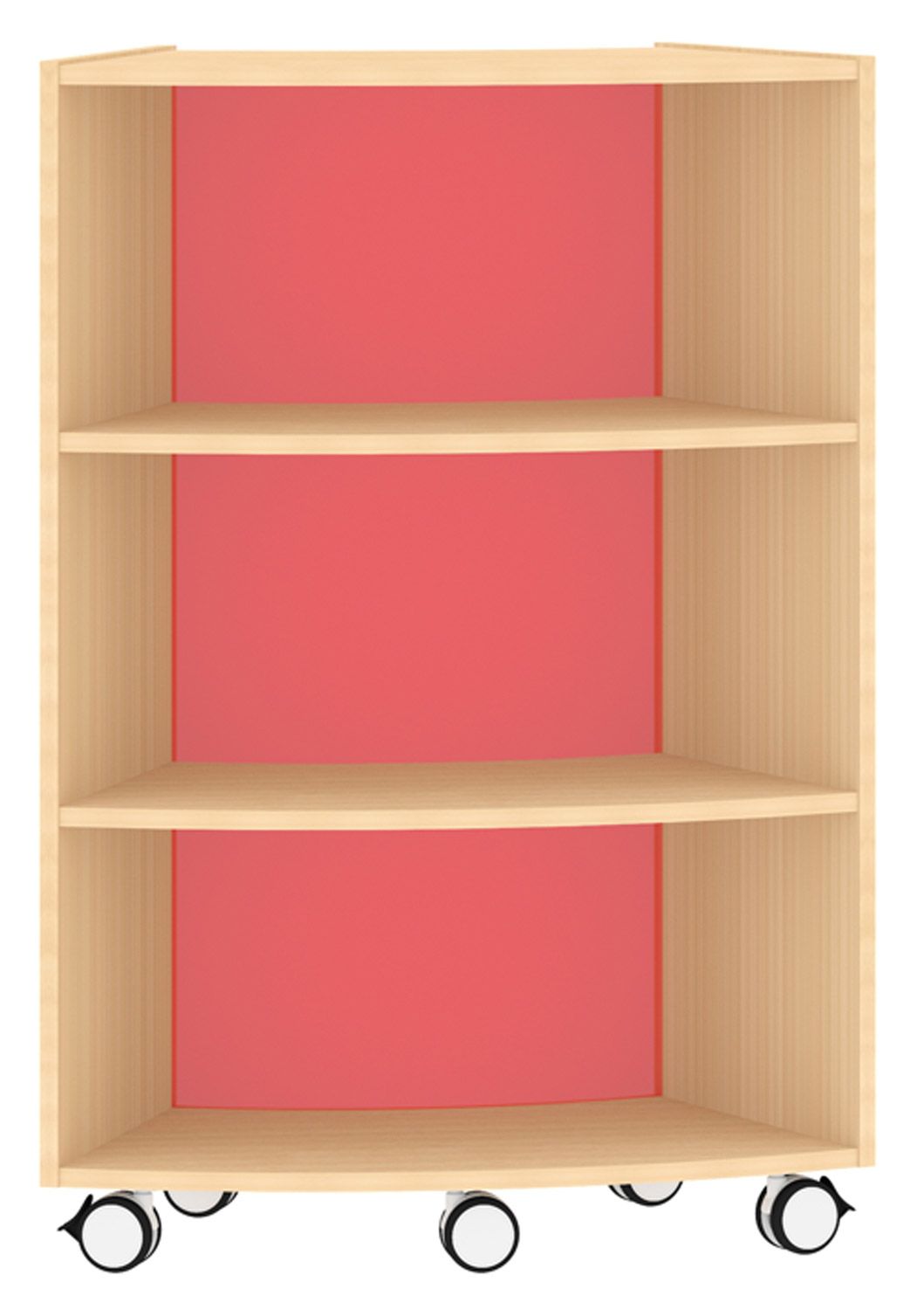 Bogenregal Achtelkreis Acrylglas-Rückwand innen, rot Bogenregal Achtelkreis Acrylglas-Rückwand innen, rot