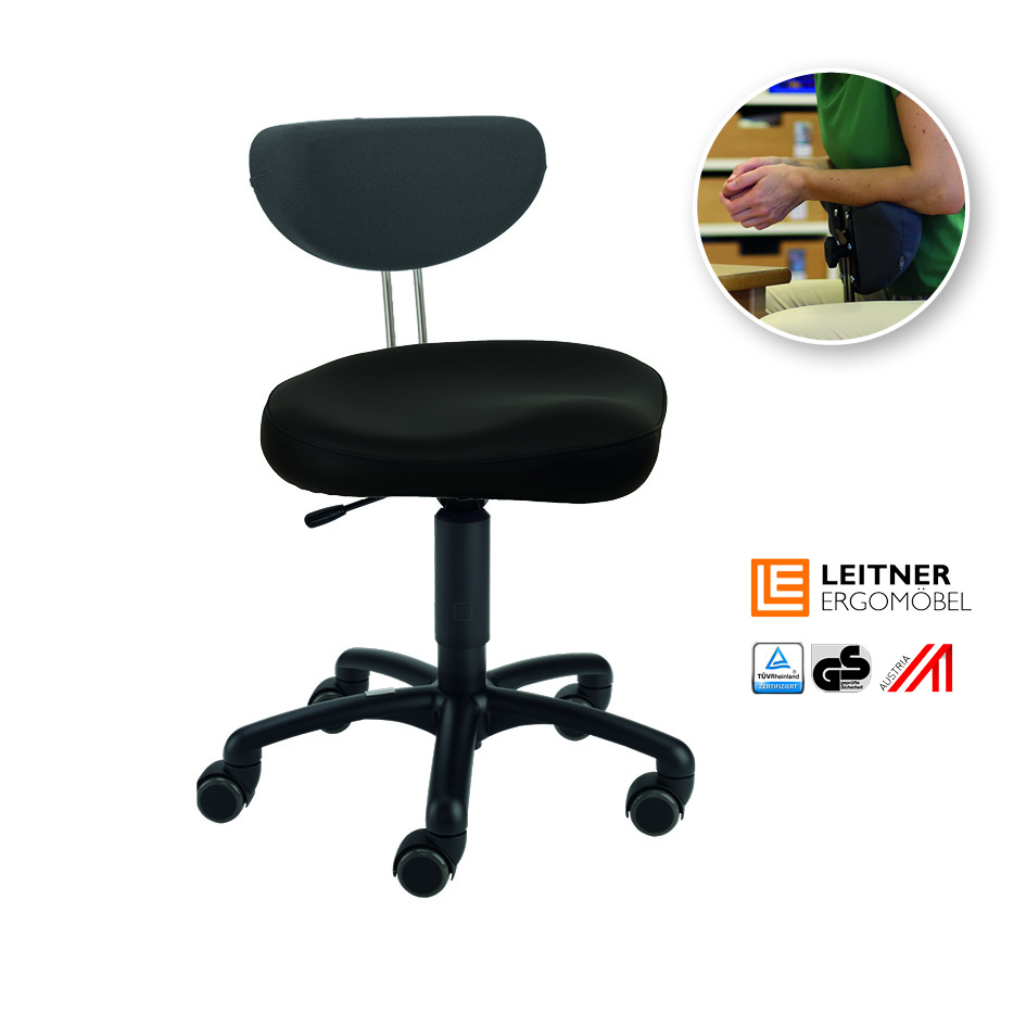 LeitnerTwist Kiga mit Armauflage K mit Sattelsitz, schwarz