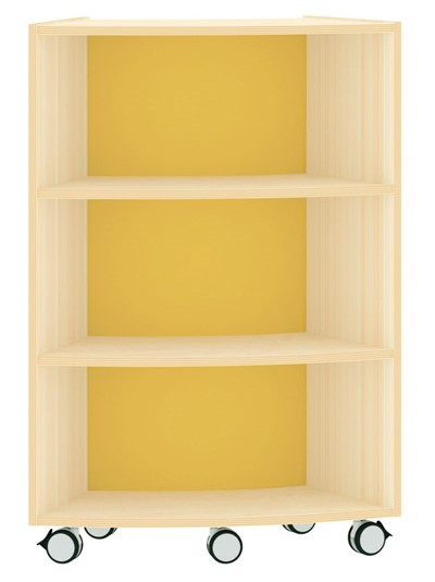 Bogenregal Achtelkreis Acrylglas-Rückwand innen, gelb