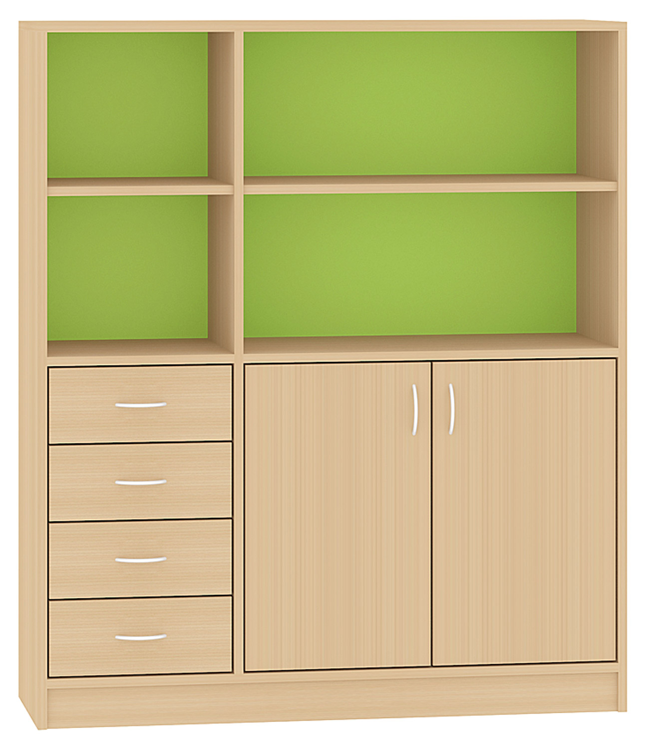 Breiter Hochschrank Rückwand gebeizt, hellgrün