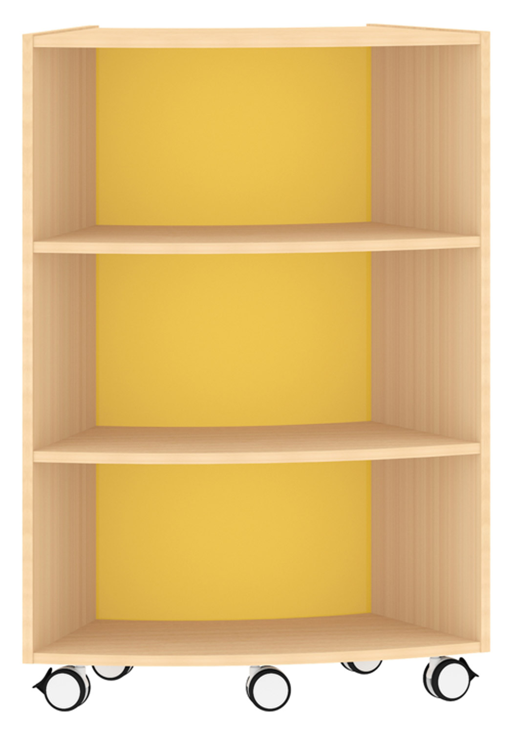 Bogenregal Achtelkreis Acrylglas-Rückwand innen, gelb